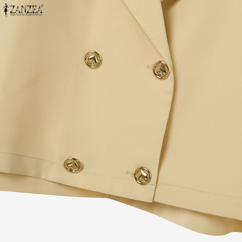 ZANZEA Blusa a Maniche Lunghe da Donna e Gonne Casual Set Completi Due Pezzi