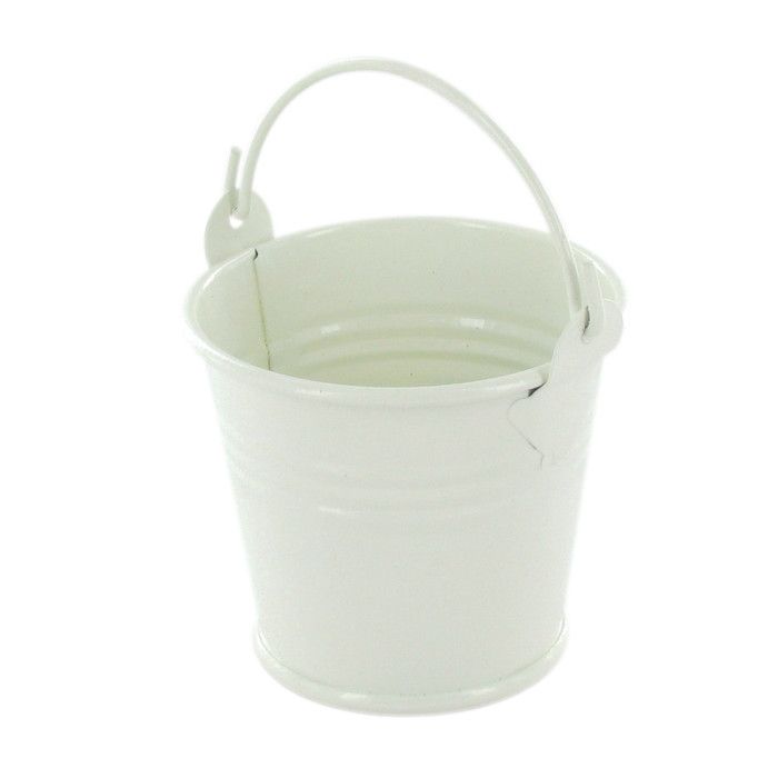 Seau en métal blanc écru Ø 6,5 cm x H 6,2 cm