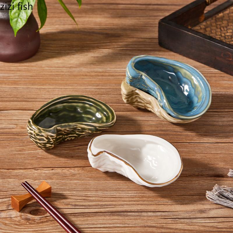 Ceramic Oyster Plate Dining Plate Snack Plates Dessert Bowl Fruit Dish Salad Bowl Sashimi Bowls Dim Sum Dish Sauce Dishes