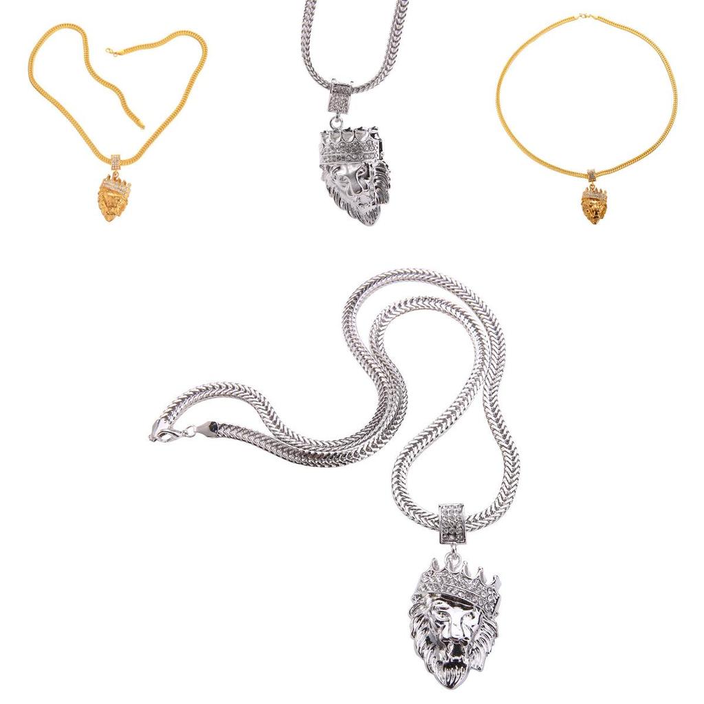 Collier Pendentif Majestueux Tête de Lion Gothique Punk en Acier Titane Pour Hommes Bijoux Hip Hop