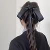 Black Camellia Bow Ribbon Hairpin French Hair Clip Women Girly High-End Elegant Hair Up Top Clip Mourning Funeral Hair Accessory