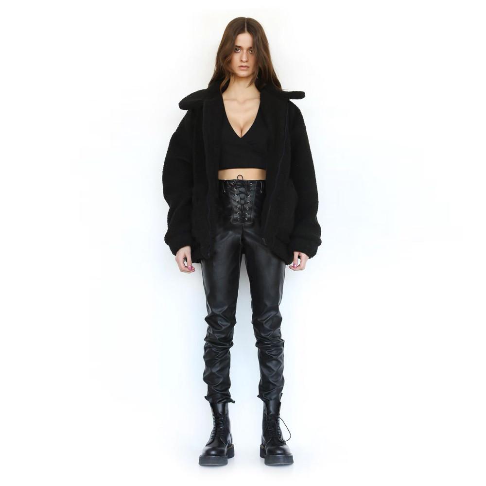 Women's Lapel Long Sleeve Faux Shearling Coat Winter Boyfriend Winter Faux Coat