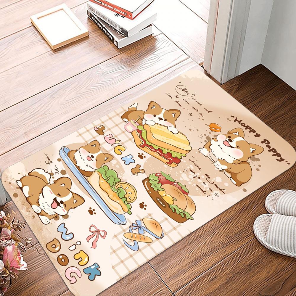 Kawaii Cute Dog Printed Non-Slip Waterproof Doormat Easy To Clean Entrance Floor Mat Home Decor Durable Fashion and Beautiful