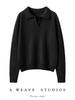 Elegant Cashmere Slim-Fit Sweater - Women's Autumn & Winter Knitwear with Small Lapel.
