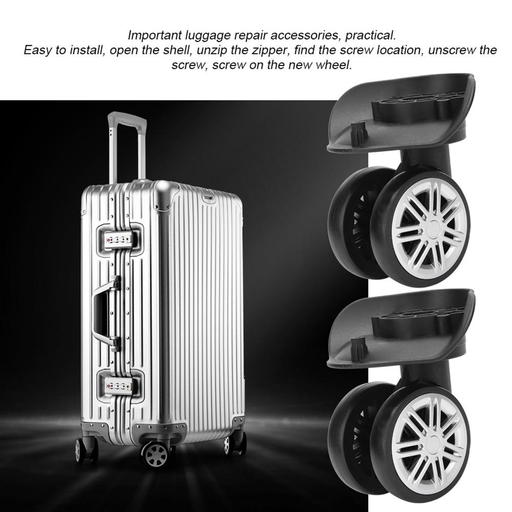 1 Pair Durable Mute Luggage Wheels Double Row Black Suitcase Wheels 360° Rotation Luggage Caster Wheels Travel Box Repair