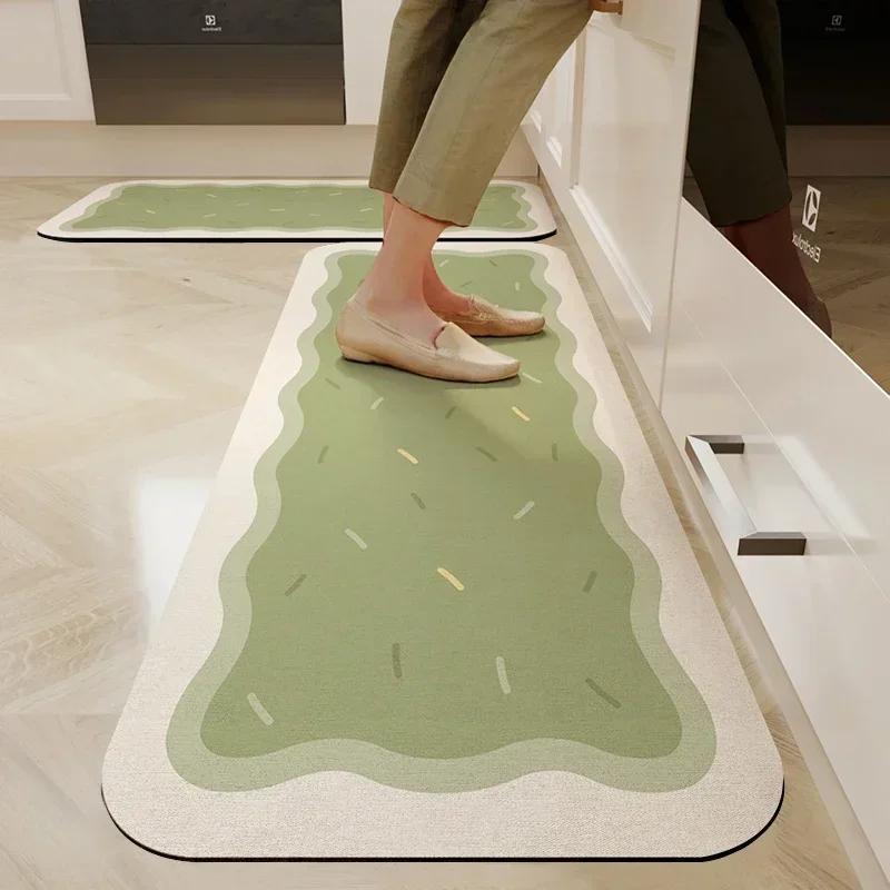 Diatomite Kitchen Anti-slip Oil-absorbent Foot Mat Living Room Bedroom Bathroom Dirt-resistant Carpet Rug Home Decor