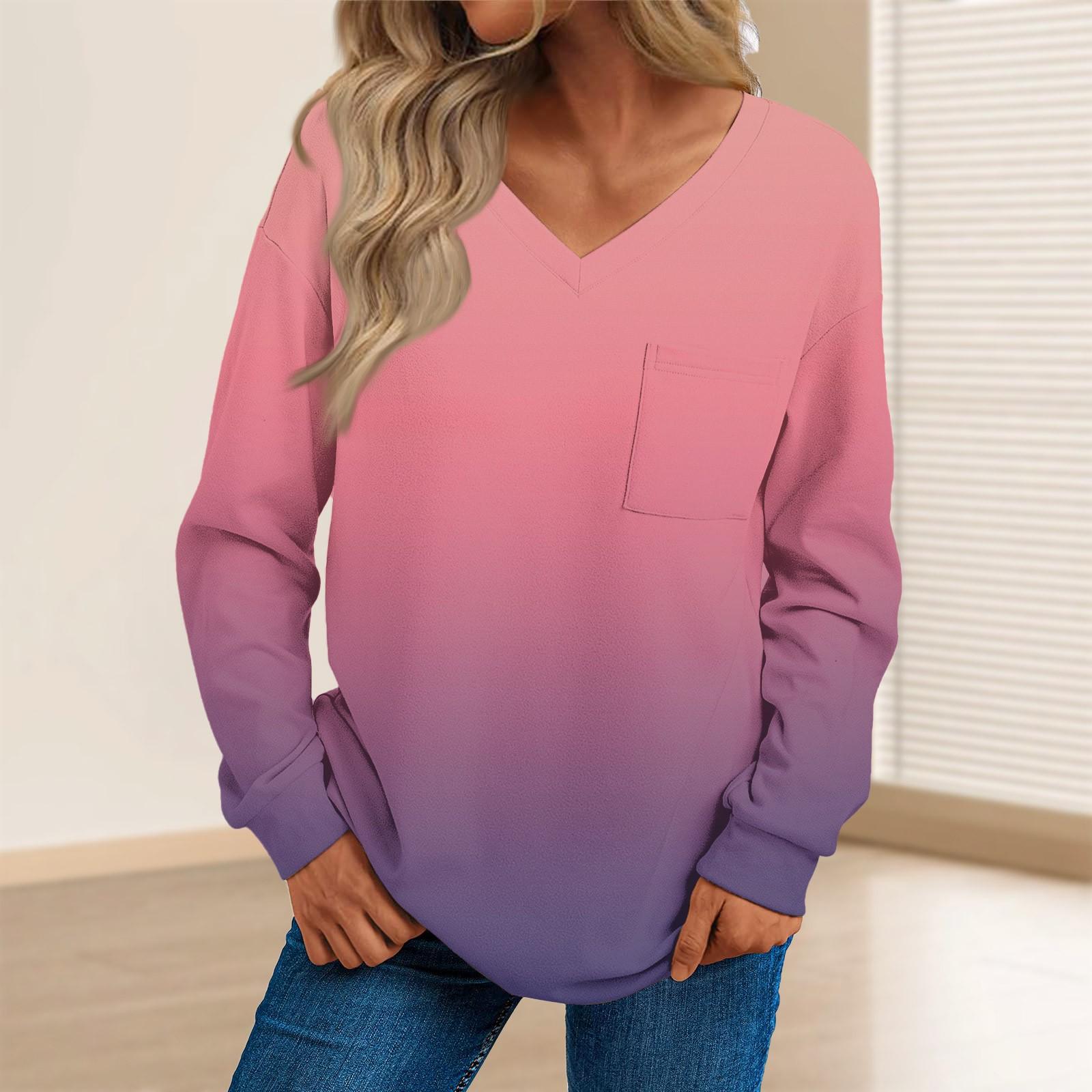 

Женская мода повседневный свитер с длинным рукавом и принтом V-образным вырезом XXXL розовый