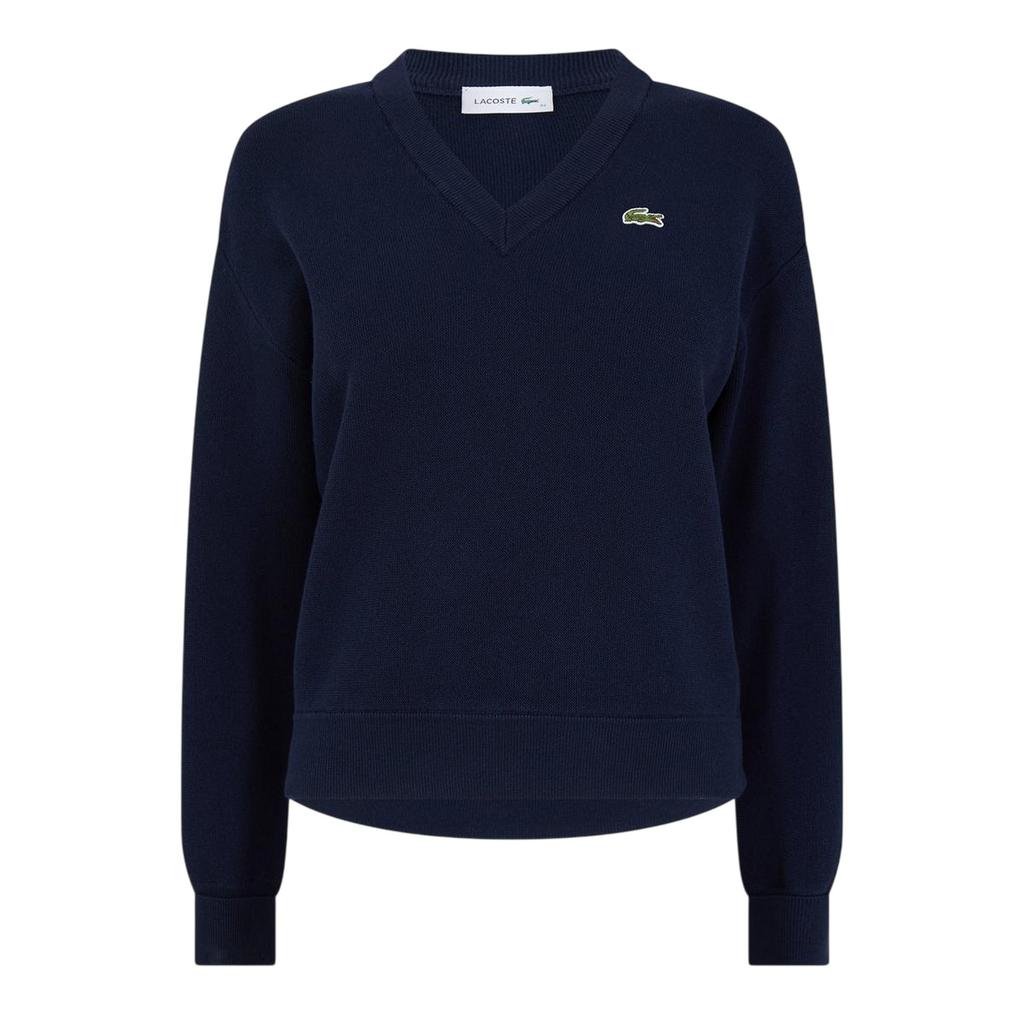 Lacoste Womens/Ladies Ribbed V Neck Regular Sweater Top