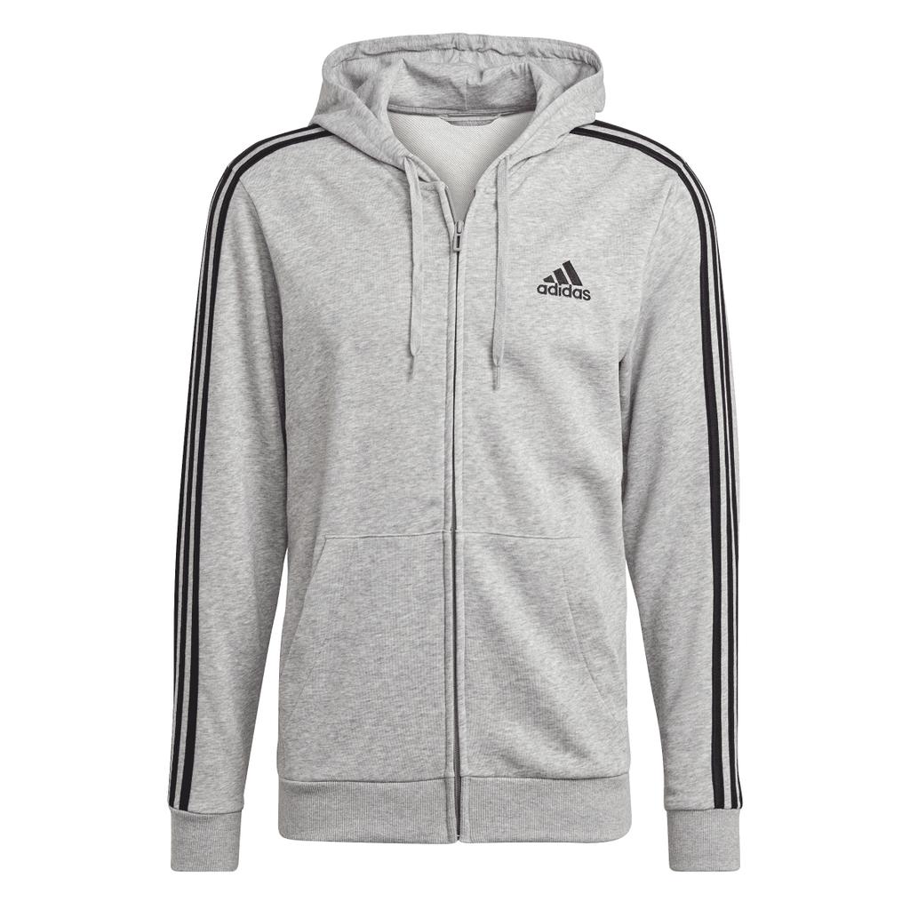 Adidas Herren Essentials 3 Streifen Kapuzenjacke mit durchgehendem Reißverschluss
