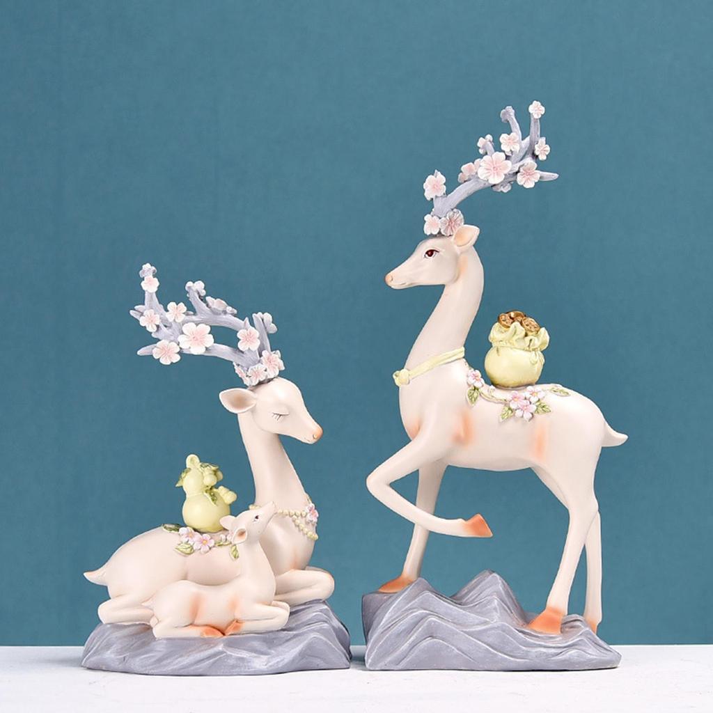 2 Stück Elch Statuen Figuren Familie Hochzeit Valentinstag Heimdeko Ornament Festival Geschenk Schlafzimmer Bücherregal Fengshui Ornament