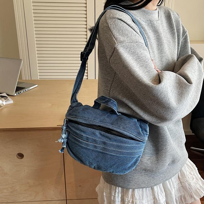 Bolso de Hombro de Mezclilla para Mujer Bolso Cruzado de Color Sólido Bolso para Teléfono Móvil