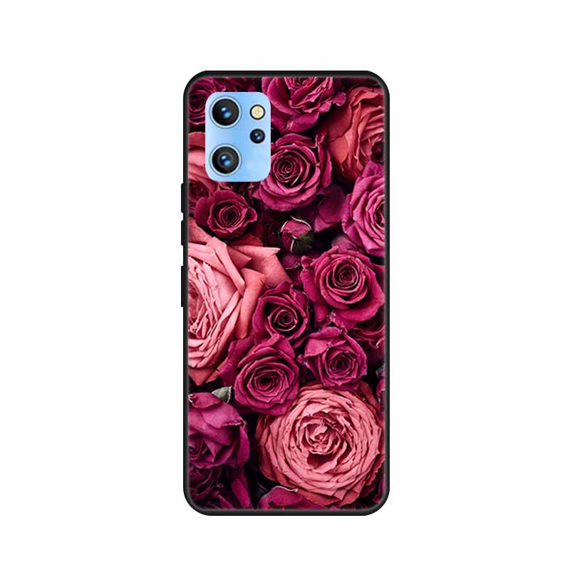 Etui do telefonu Umidigi A13 Pro 2022 Kwiaty Czarny Silikonowy Tylny Pokrowiec Miękki Pokrowiec TPU Do Umidigi A13S Etui A 13 S Coque Funda Torba