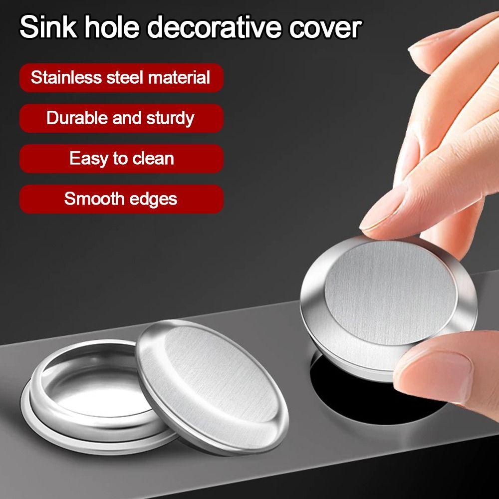 Silver Faucet Hole Cover Stainless Steel Faucet Decorative Covers Drainage Seal Plug  Bathroom
