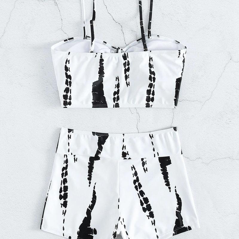 Feminino dividido cintura alta ângulo plano rendas até impressão conservador maiô halter sexy conjuntos de biquíni