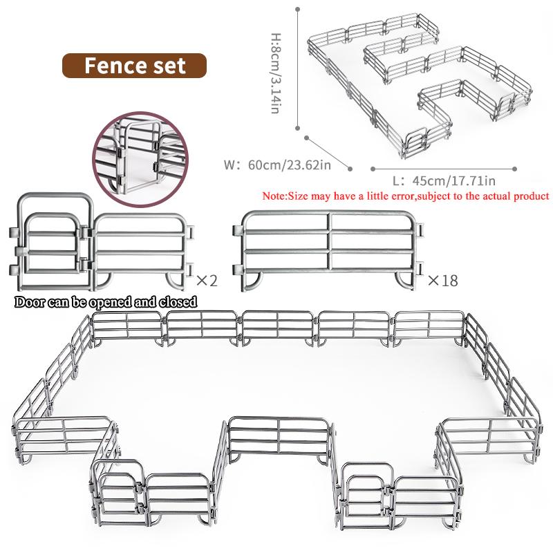 Oenux Simulation Farm Fence Scene Toy Trees House Farmer Unicorn Animals Model Miniature Craft Home Decoration Cute Kids Gift
