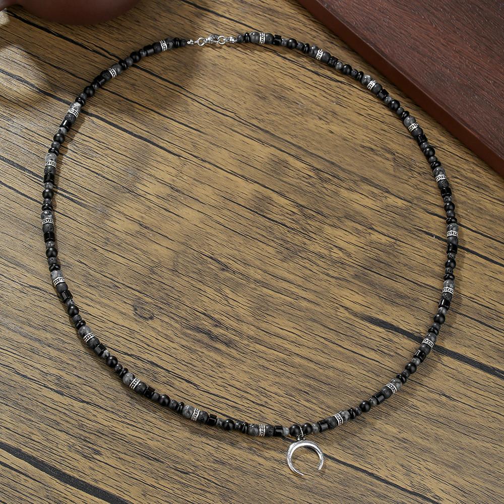 Collier pendentif lune vintage à motif géométrique pour hommes et femmes