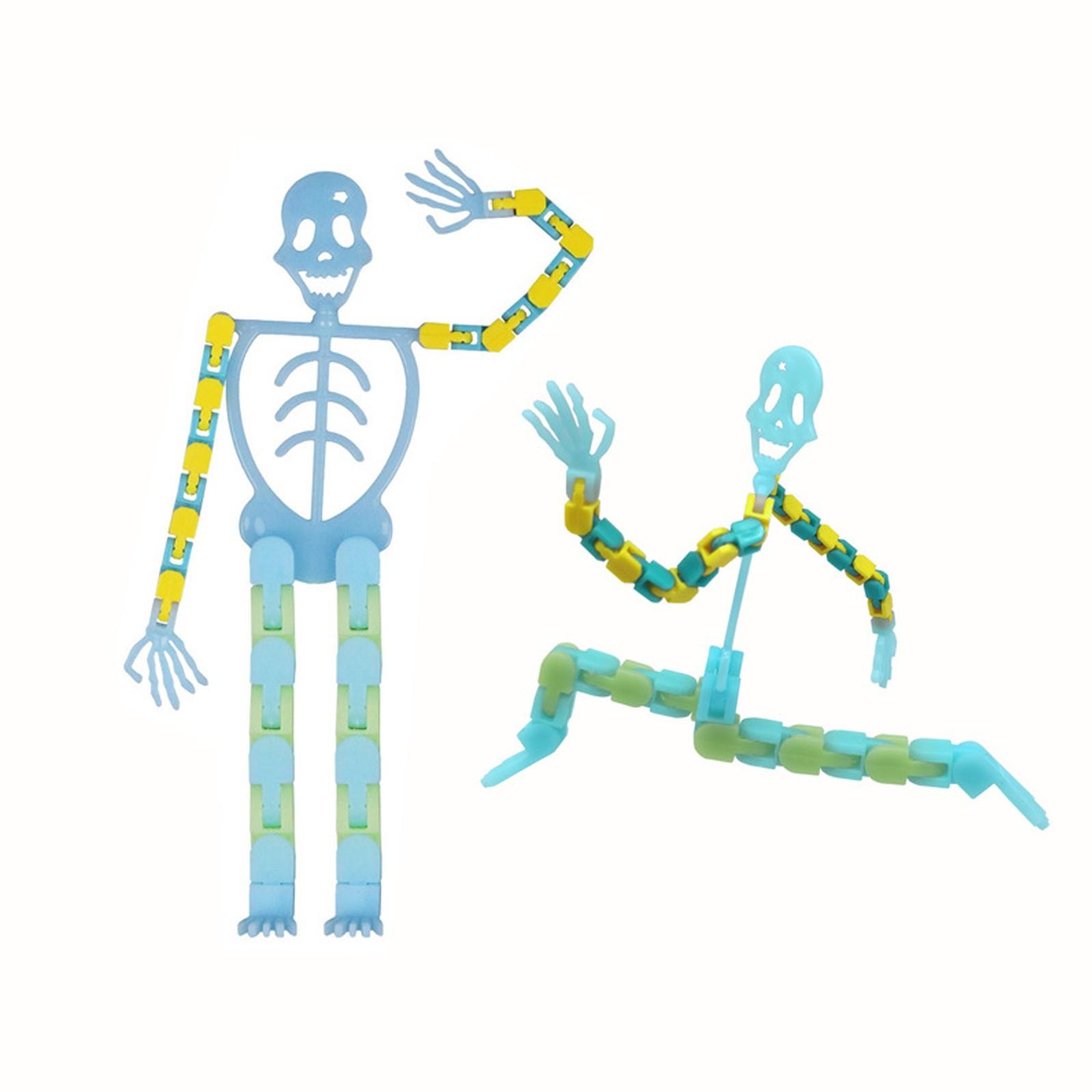 

Игрушки на Хэллоуин, деформируемые цепные скелетные игрушки, светящиеся трековые цепи, странные скелетные каркасные игрушки-трюки One Size