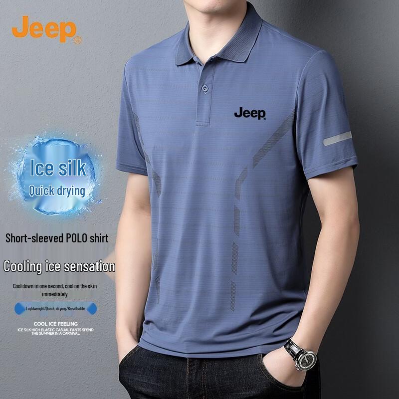 JEEP Men s Ice Silk Quick-Dry Polo Shirt 3XL