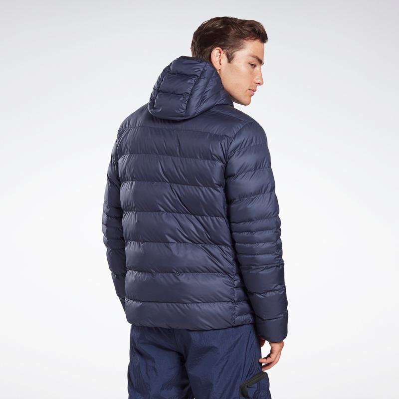 Reebok Solid Color Short Hooded Warm Sports Cotton Jacket Men Jacket Navy-Blue FU1705