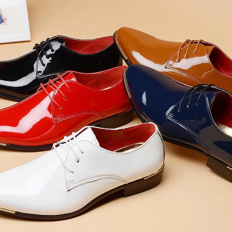  Pointed Toe Formal Shoes Man Leather Spring Men Ballet Busines Wedding Party Shoe for Male Large Size Leather Dance Shoes