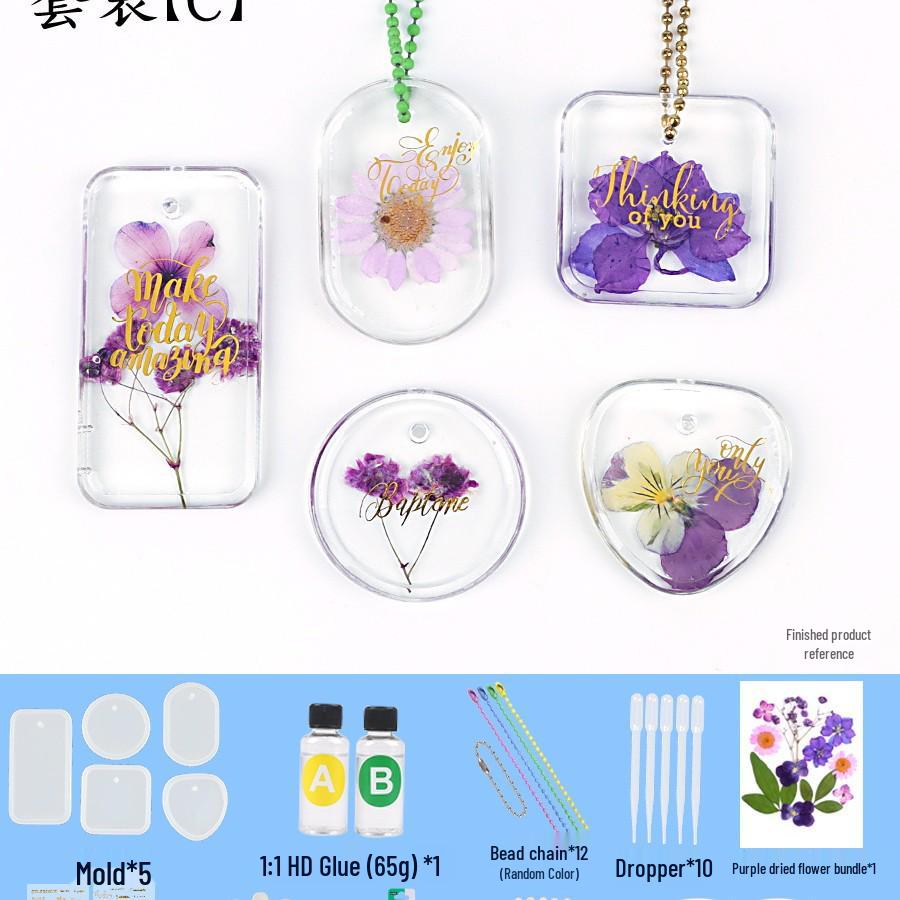 Dried Flower Silicone Keychain Mold for Handmade Pendant Crafting