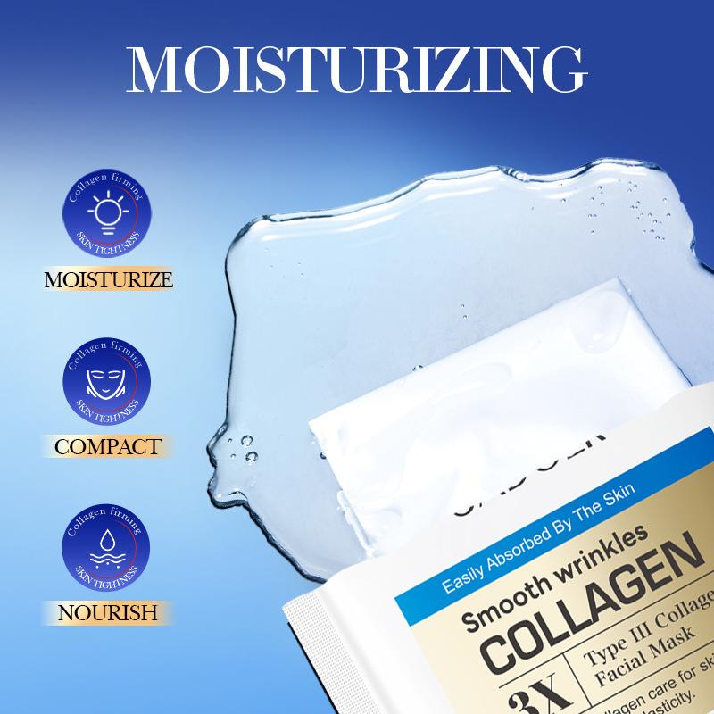 5/10pcs SADOER Collagen Face Mask Skincare Moisturizing Brightening Hydrating Anti-aging Facial Masks Face Sheet Mask Skin Care