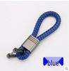 Textured Leather Rope and Gunmetal Keychain with Horseshoe Buckle