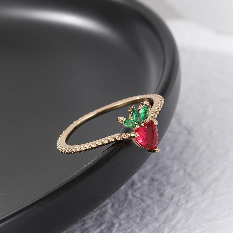 Vibrant Fruit Zircon Adjustable Open Ring - European & American Fashion Jewelry
