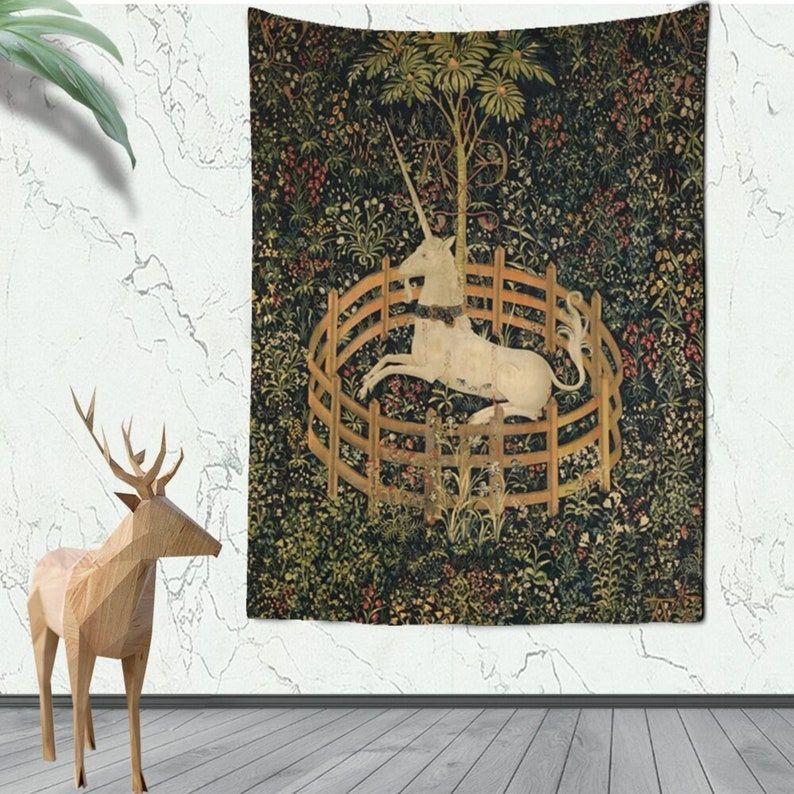 Medieval Captive Unicorn Tapestry 75x100 чёрный