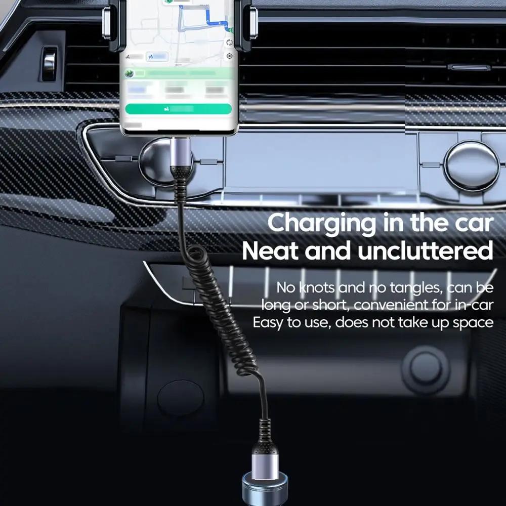 25CM To 1M Car Spring Data Cord 6A Short Fast Charging Wire USB C TO USB C Cable For iPhone15 Huawei Xiaomi Samsung Type C Cable