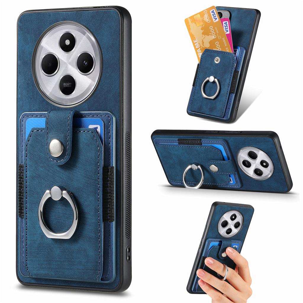 Kickstand Phone Case For Xiaomi Redmi 14C 4G/14R 5G/Poco C75 4G Leather+TPU Non-Slip Protective Cover Card Slots