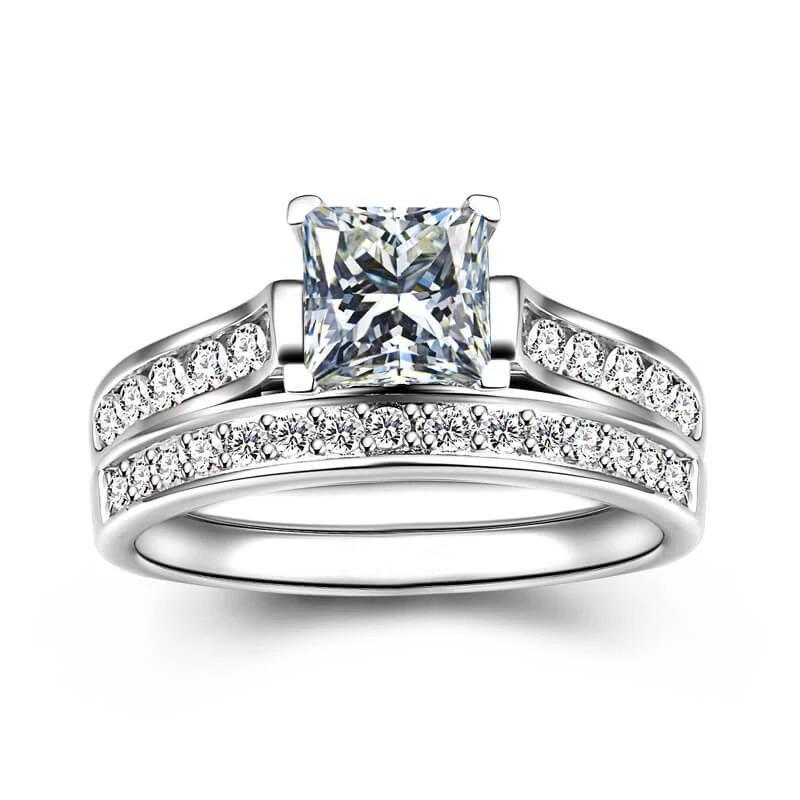 Charm Couple Rings Romantic Women Rhinestones CZ Rings Set Trendy Men Stainless Steel Rings Wedding Band Jewelry For Lover Gifts