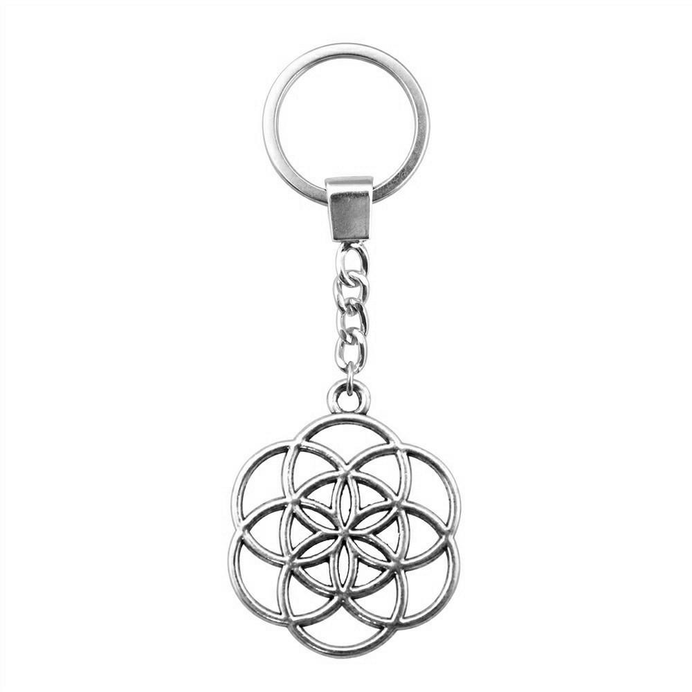 The Flower Of Life Keychain Craft Jewelry Victory Symbol Key Ring 30mm