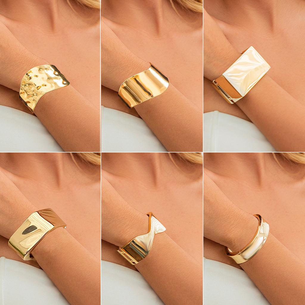 Personality Irregular Glossy Metal Wide Bracelet Bracelet Fashion C-Shaped Texture Open Bracelet