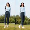 Semir Women's Brushed Fleece Frayed Hem Straight Leg Cropped Jeans