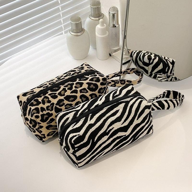 Leopard Print Makeup Bags Makeup Brush Pen Bag High Quality Women's Large Capacity Cosmetic Bag Portable Storage Handbag