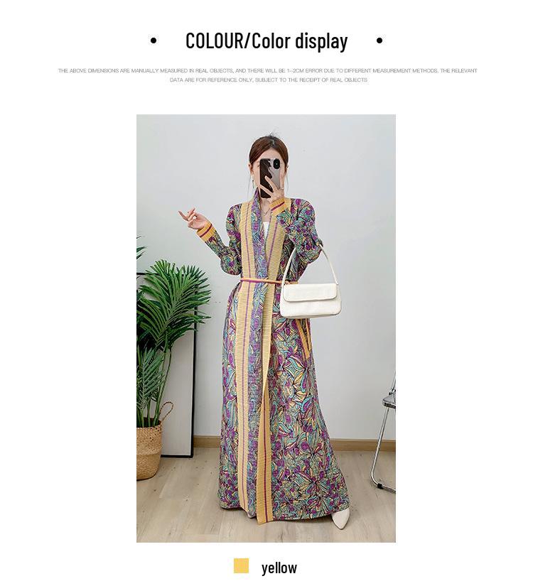 2024 Letní dámský plizovaný potištěný dlouhý župan - Elegantní blízkovýchodní kardigan