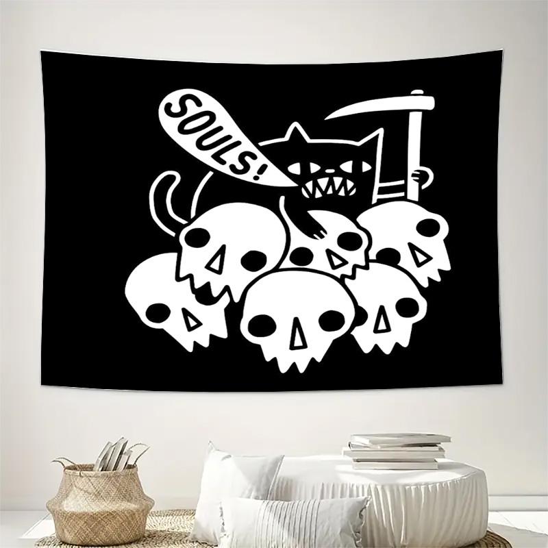 Gothic Tapestry Black Cat Halloween Decor Room Divider Wall Hanging Spooky Home Decor Witchy Aesthetic Room Decor Dark Academia