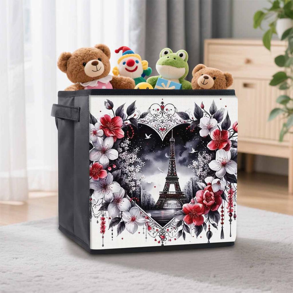 The Iron Tower In Love 5D Diamond Painting Storage Basket Full Round Drill Mosaic Diamond Embroidery Cross Stitch Kits Home Decor Home Decor