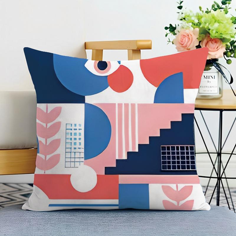 Colorful Geometric Print Decorative Pillowcase Bedroom Living Room Square Cushion Pillowcase