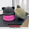 1pc Winter Warm Landlord Hat for Men,outdoor Windyproof Versatile Bucket Hat with Cute Cat Ear,adjustable Brimles Melon Skin Hat