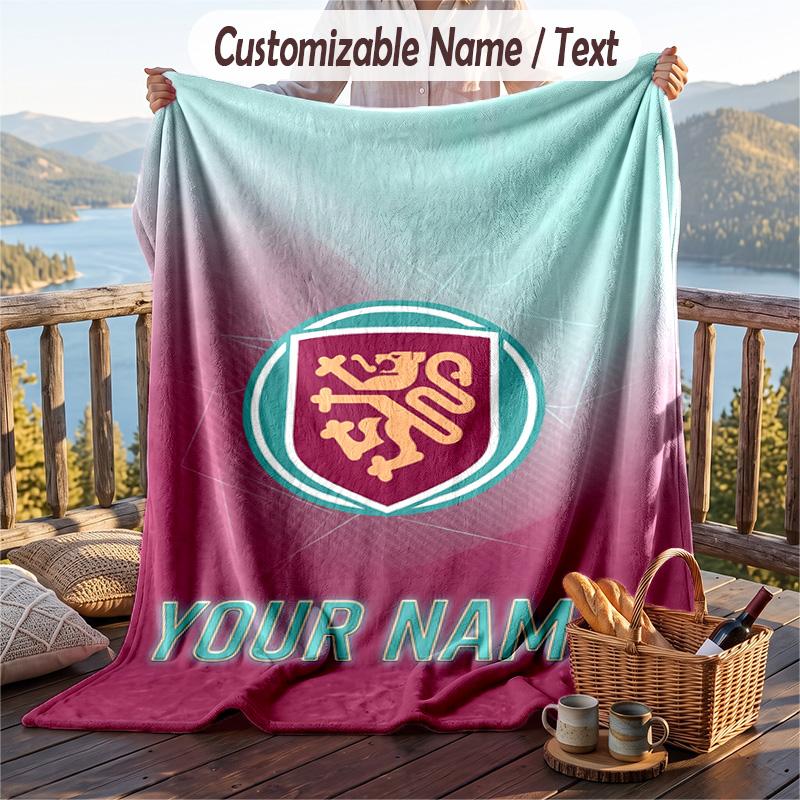 Flannel Blanket Burnley Football Print Custom Name Text Soft Throw for Sofa Bed