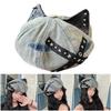 Aesthetic Studded Cats Ear Caps Cotton Adjustable Headwear Vintage Unisex Design For Cosplay Streetwear Outfit