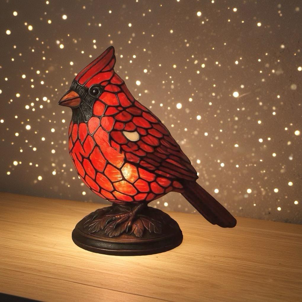 1PC Red Bird Table Lamp Decorative Red Bird Table Lamp Resin Decorative Piece The Gift For Your Friends Retro Ornament Set