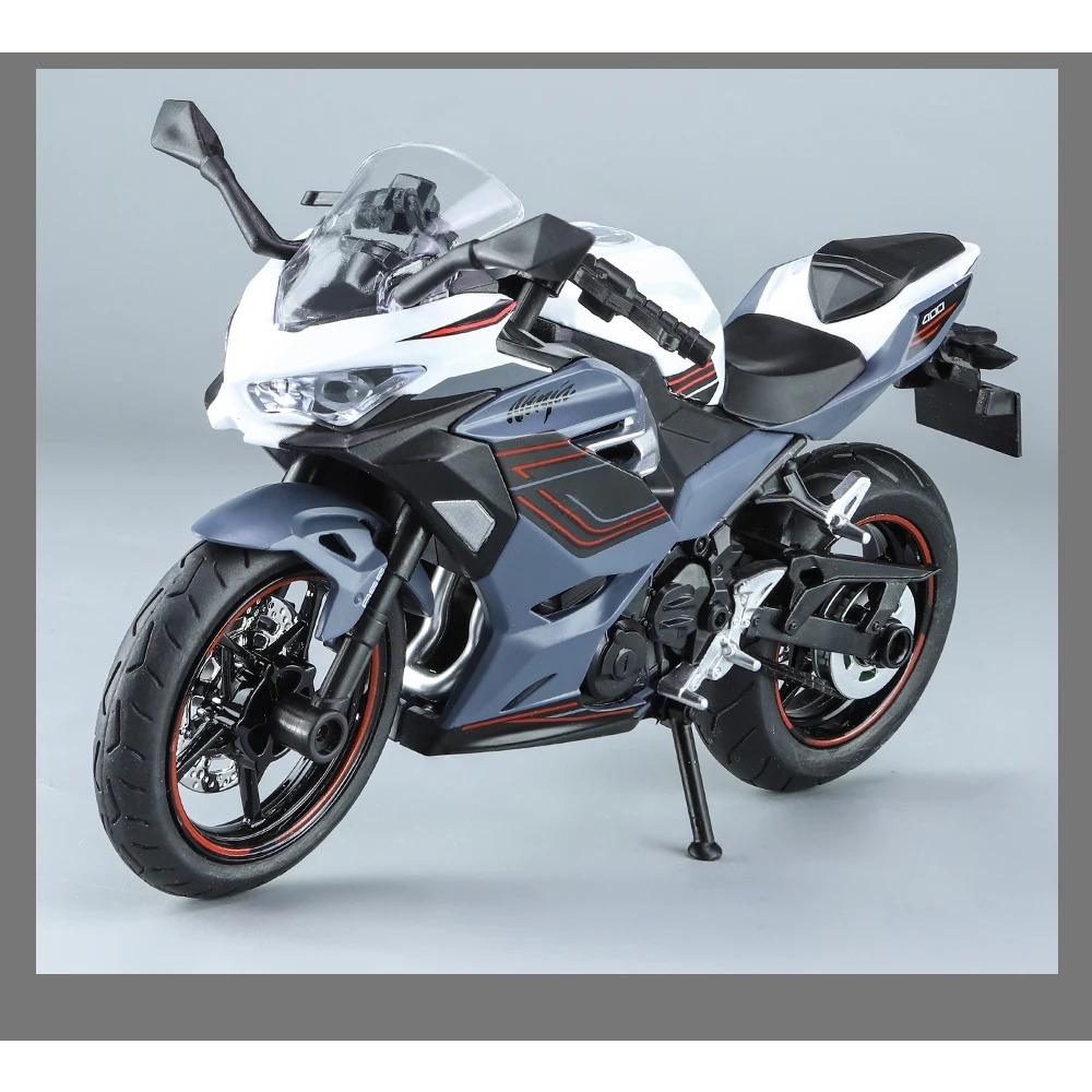 1/12 Scale Kawasaki 400 Motorcycle Die-cast Model - Sound & Light Effects - Authentic Details - Fun for Kids & Motorcycle Lovers