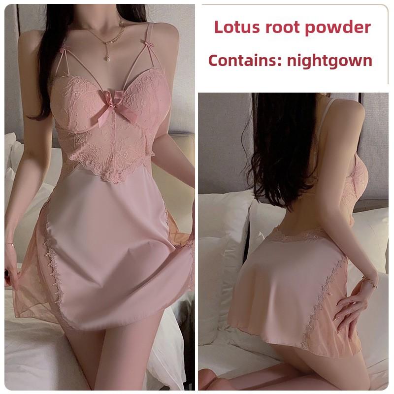 Velký Ocelový Kroužek Shromažďuje Sexy Domácí Oblečení Pohodlné Ledové Hedvábí Plus Podprsenka s Košíčky Šle Noční Košile Župan