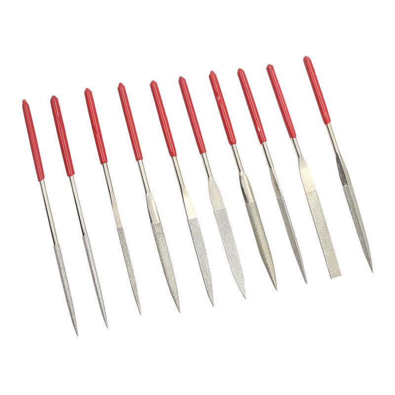Sortierte Diamantelektroplattierte Feilen: Flache, quadratische, dreieckige und halbkreisförmige Modelle, 3x140