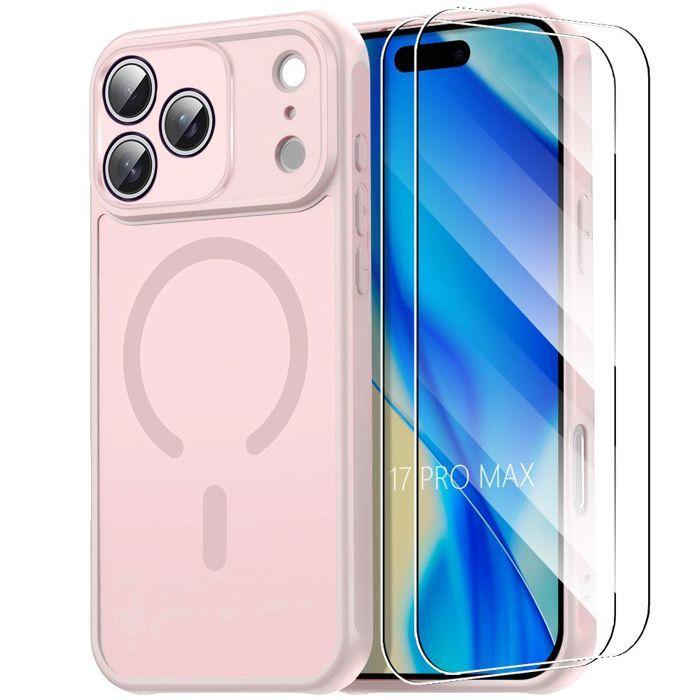 Coque de Protection - BOOLING - pour iPhone 17 Pro Max - Rose - Antichoc - 2 Verres Trempés