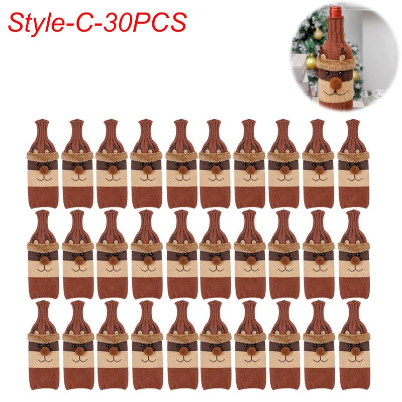 Vánoční sada obalů na láhve Santa Sněhulák Tkané sáčky na láhve na vánoční večírek Dekorace jídelního stolu Novoroční dárky