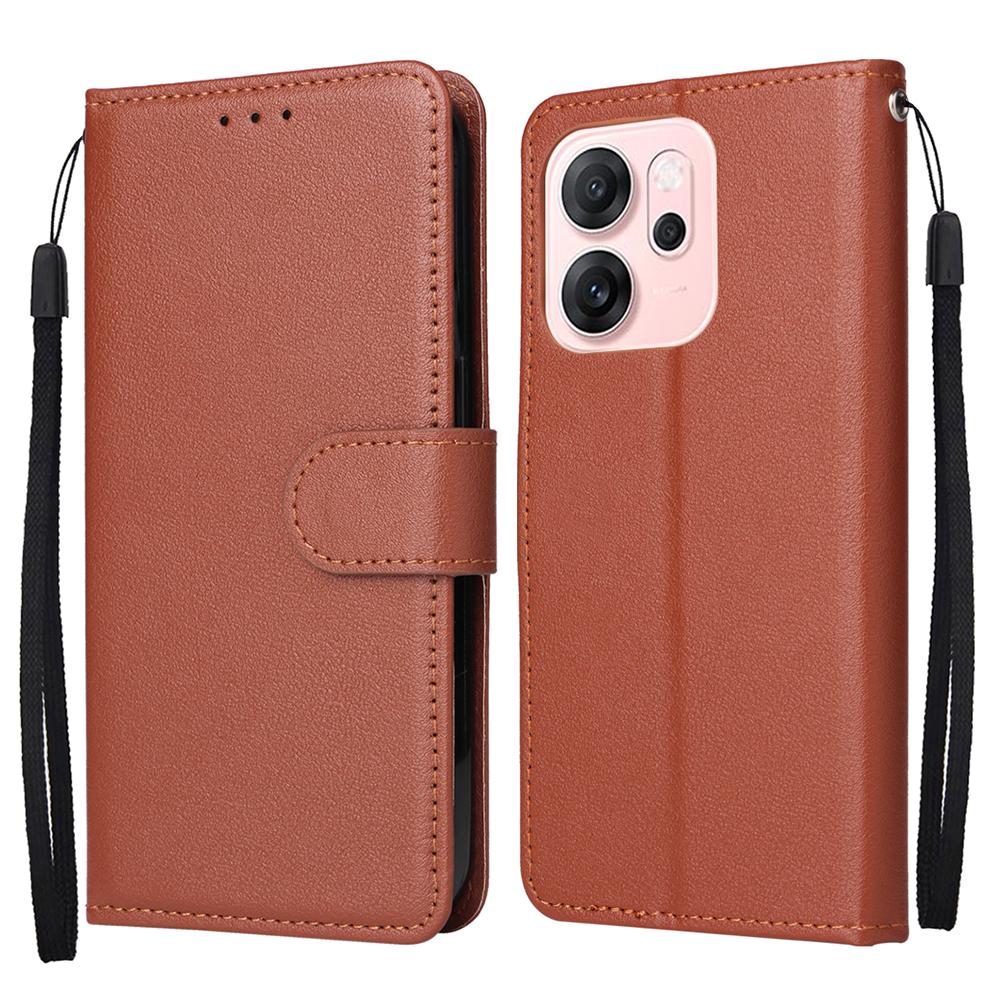 For Oppo Reno14 F 5G Case Wallet Stand PU Leather Phone Cover with Wrist Strap